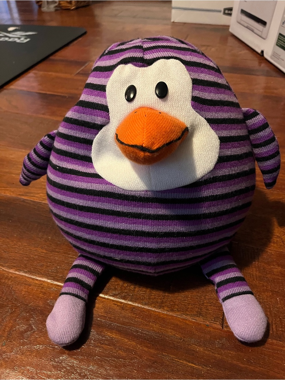 Jay at Play Mushable Pot Bellies Purple Striped Plush Penguin Stuffed Animal.